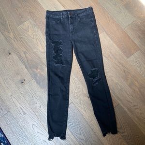 American Eagle Black Ripped Skinny Jeans